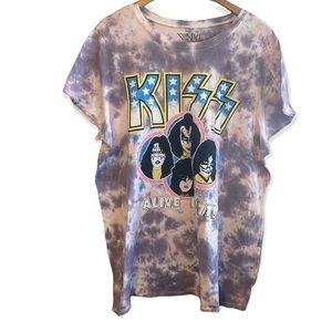 NWT The Vinyl Records Tie Dye Kiss Purple Graphic Tee Size 3X